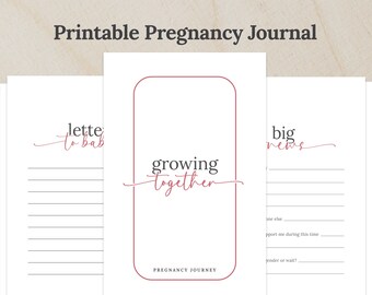 Printable Pregnancy Journal, Digital Download Book, Pregnant Planner Diary, Expecting Mom Baby Shower Gift, Minimal Modern Mom to Be Memory