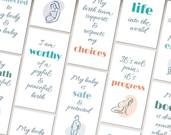 PRINTABLE Labor & Birth Affirmation Cards | Hypnobirth Card Deck | Instant Digital Download