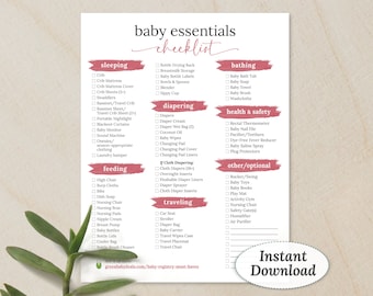 Newborn Checklist, Baby Essentials Printable PDF, Newborn Registry Instant Download, Baby Must Haves List Digital, Minimal Nursery Checklist