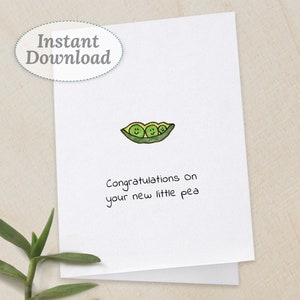 New Baby Printable Card, Congrats Little Pea Baby Shower Card, Instant Download