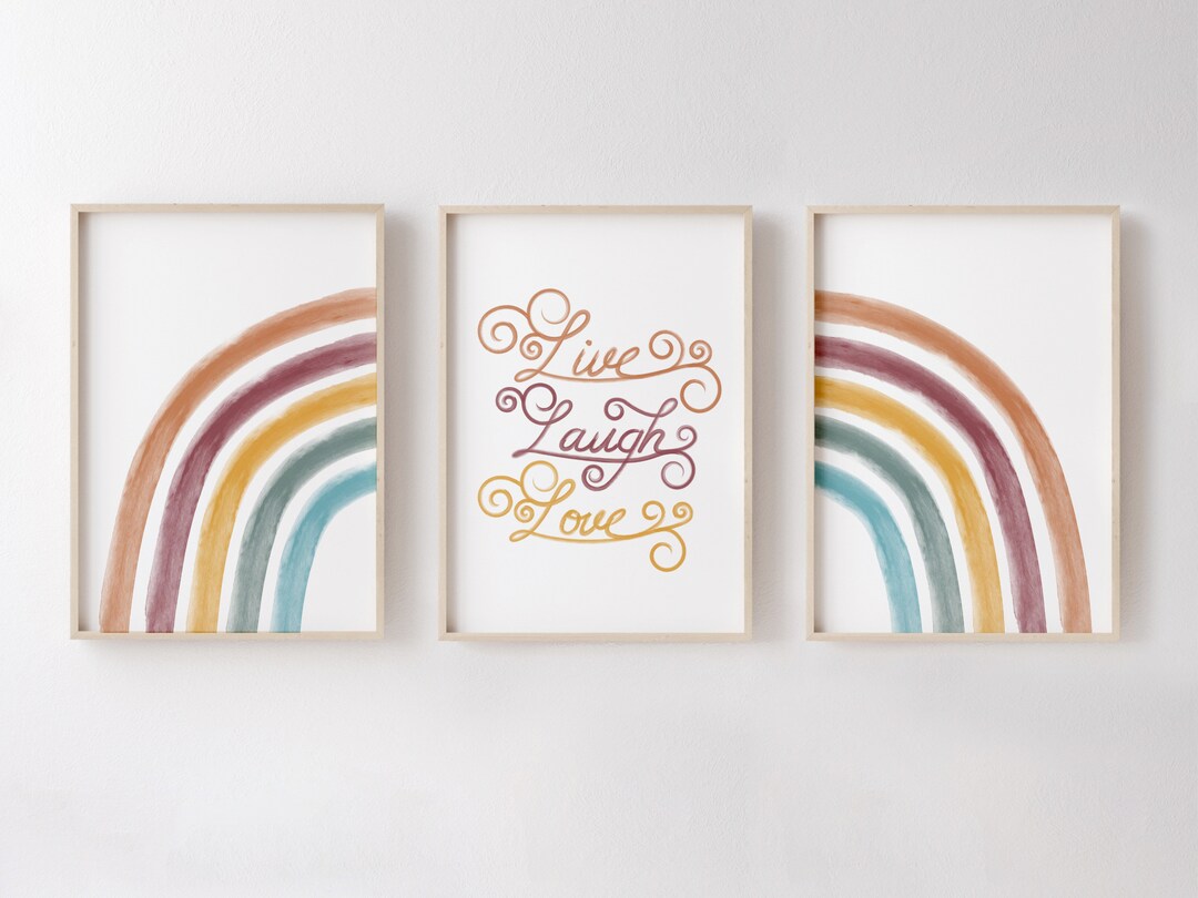 Boho Rainbow Nursery Wall Art Printable, Set of 3, Baby Room Gift Idea ...