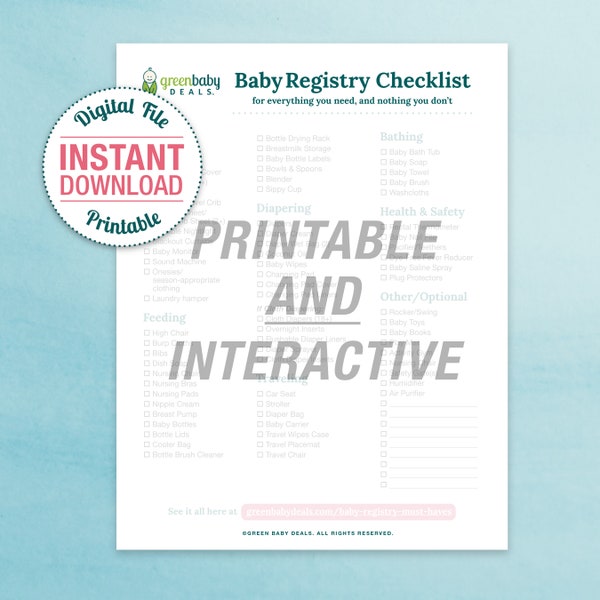 Baby Essentials Checklist PDF, Newborn Registry Instant Download, Baby Must Haves List Printable, Nontoxic and Natural