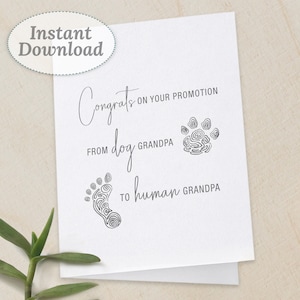 Schwangerschaftsankündigung für Papa, Hund Opa für Mensch Opa, Printable Instant Download, lustige Schwangerschaft offenbaren Karte