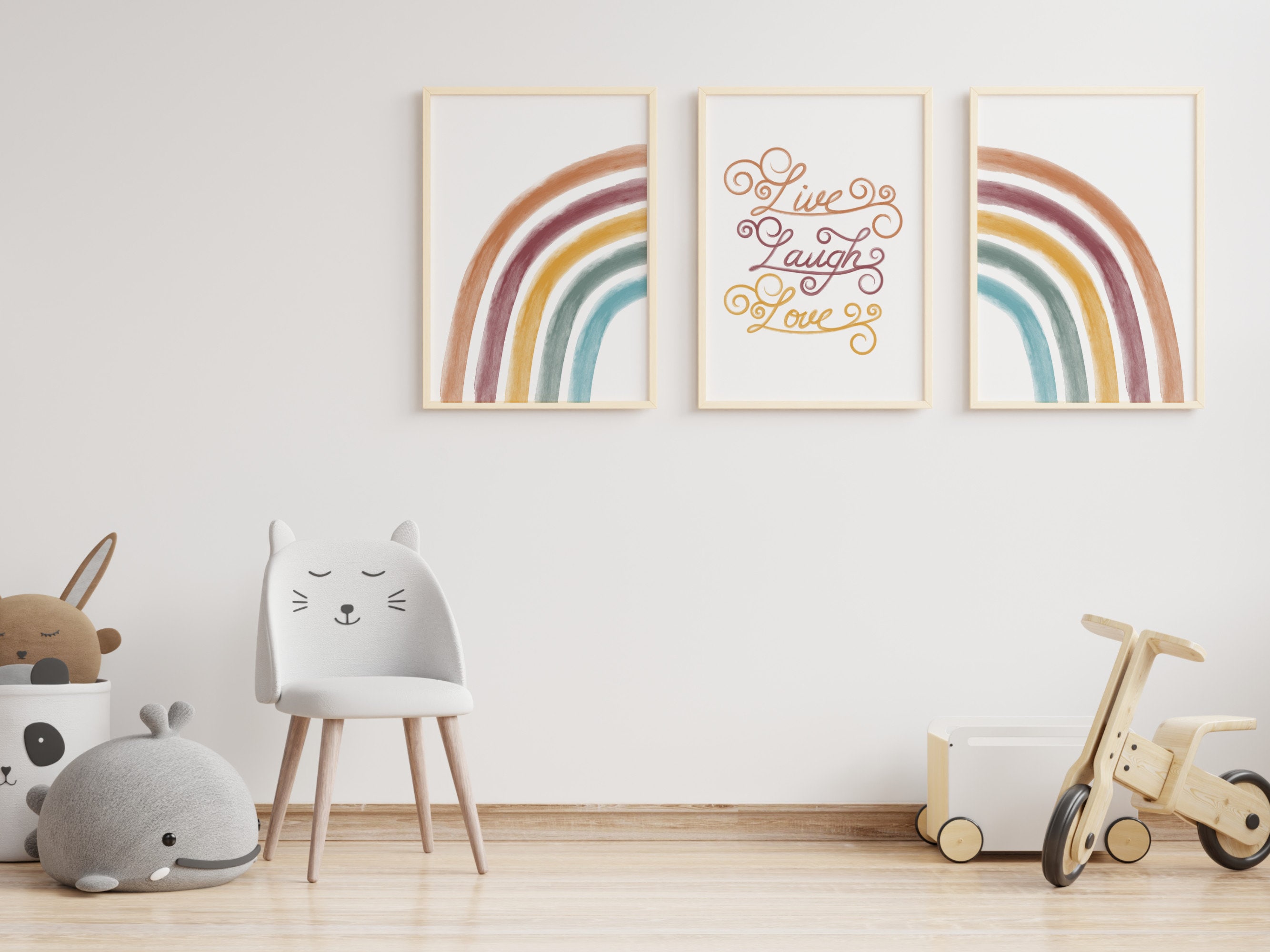 Boho Rainbow Nursery Wall Art Printable, Set of 3, Baby Room Gift Idea ...