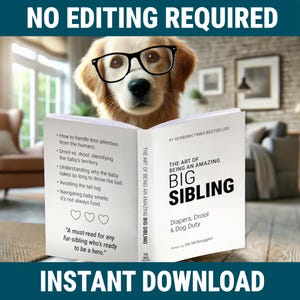 Dog Pregnancy Announcement, Book Pregnancy Reveal, Funny Book Cover, Instant Download, DIY Pregnancy Announcement