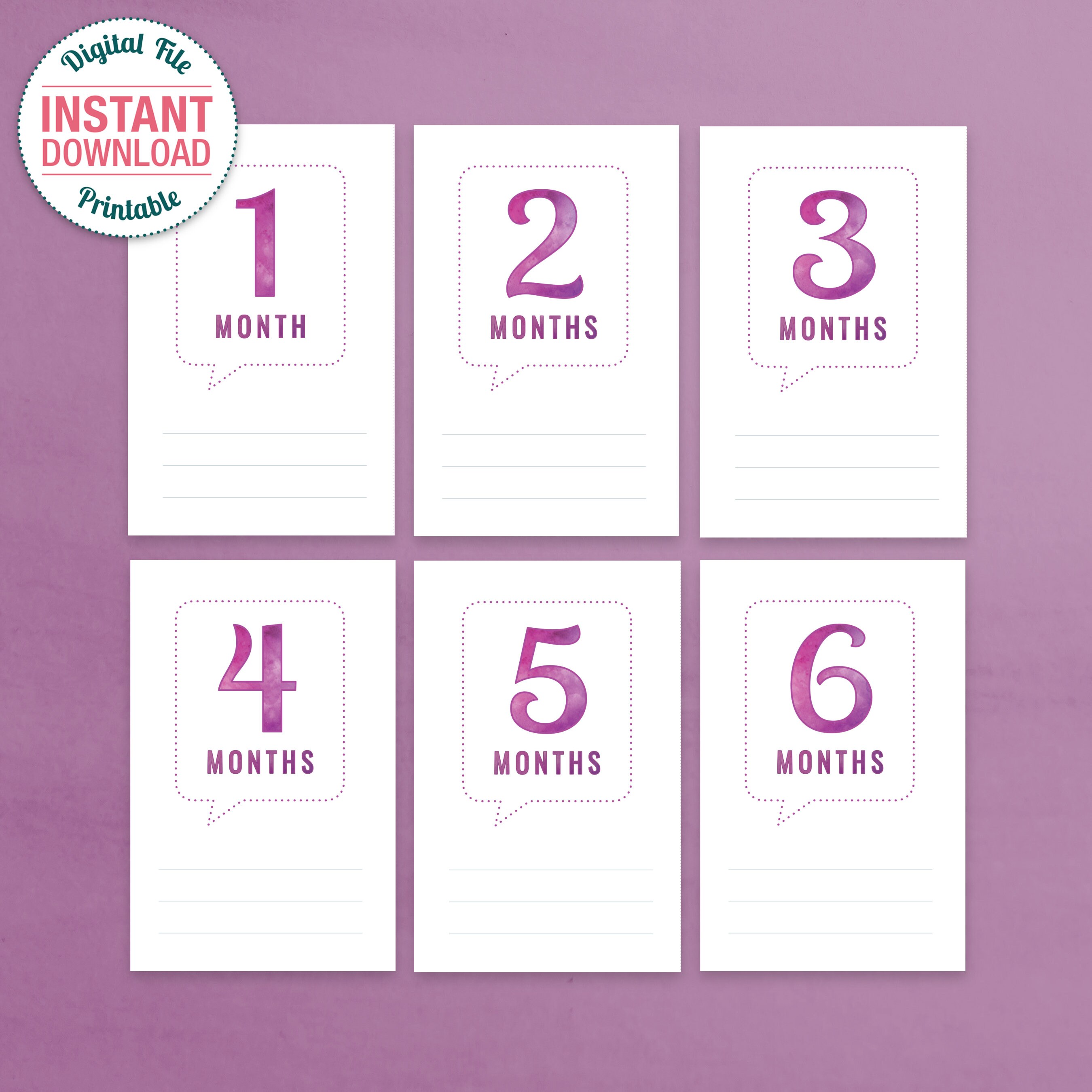 PRINTABLE | Baby Milestone Cards for Girls | With Blank Space to ...