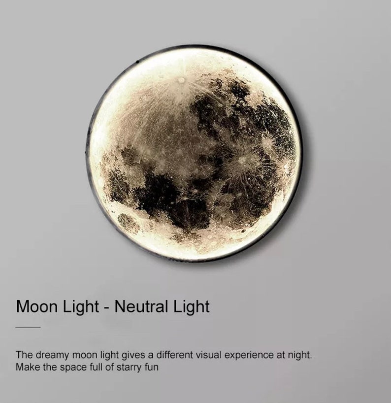 Moon Wall Light / Moon Light / Led Moon Wall Decor / Night Etsy