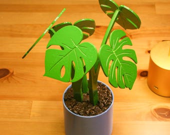 Monstera Plant, 3D printed Plant, Magnetic Leaves, Fake Plant, Detachable Leaves, ForgeCore, Coasters