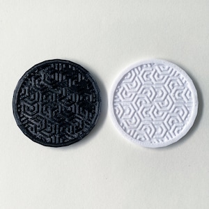 Geometric circular/round Coasters [3D Printed, Black or White] Singles & Multiples of 4 Available