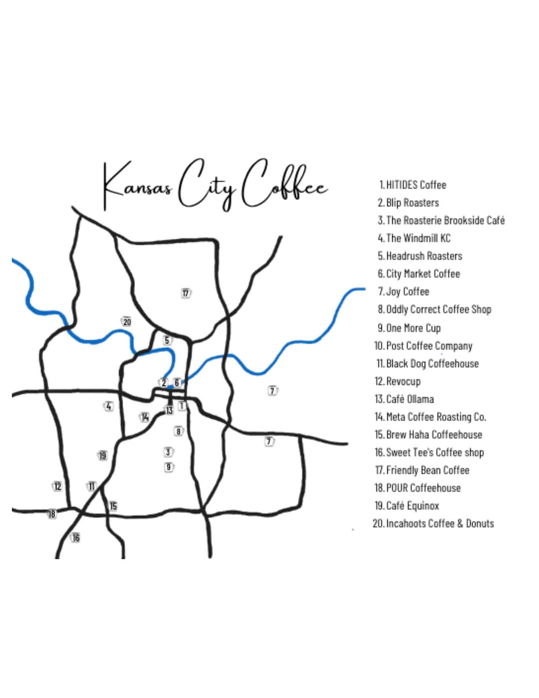 Kansas City Coffee Shops Digital Print Etsy