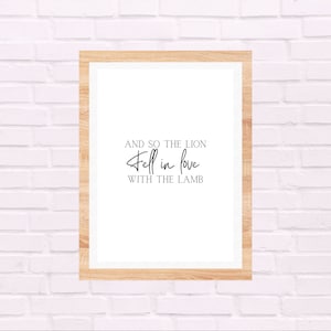 Lion and Lamb Twilight Saga Edward Cullen Bella Swan Print