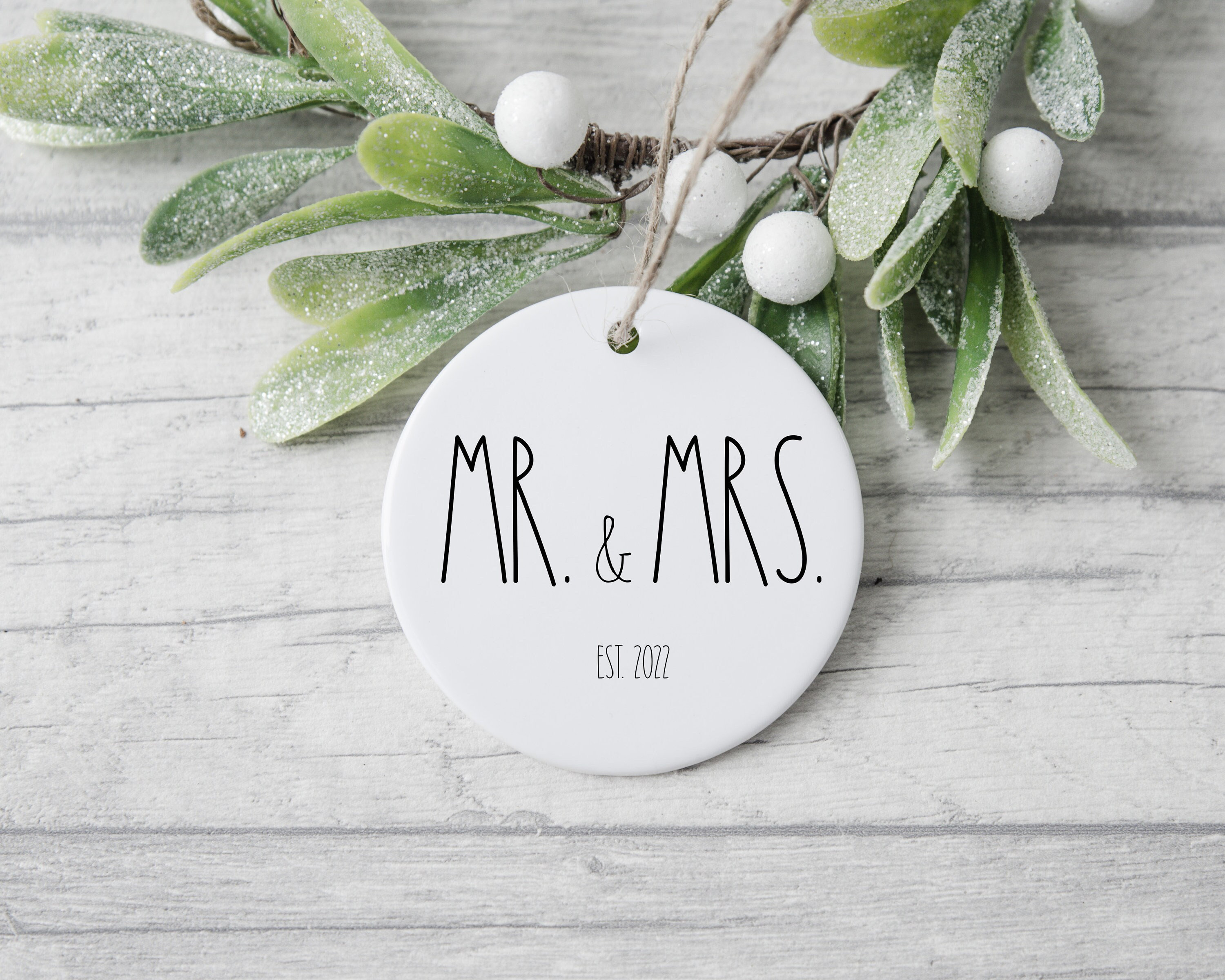 Christmas Rae Dunn 2022 Mr. & Mrs. Est 2022 Rae Dunn Inspired Round Ornament White | Etsy Australia