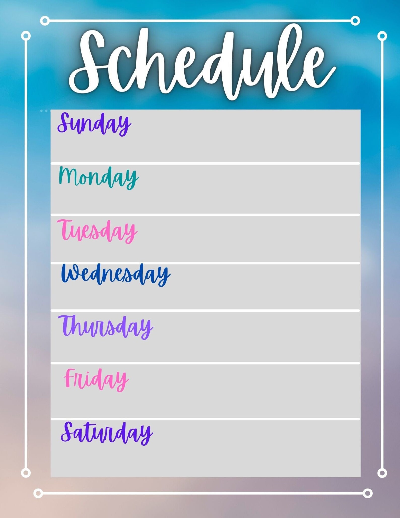 Printable Schedule Planner Etsy
