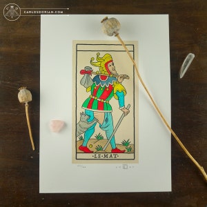 LE MAT, Le Fou. Tarot de Marseille Arcanes Majeurs Aquarelles Edition Limitée