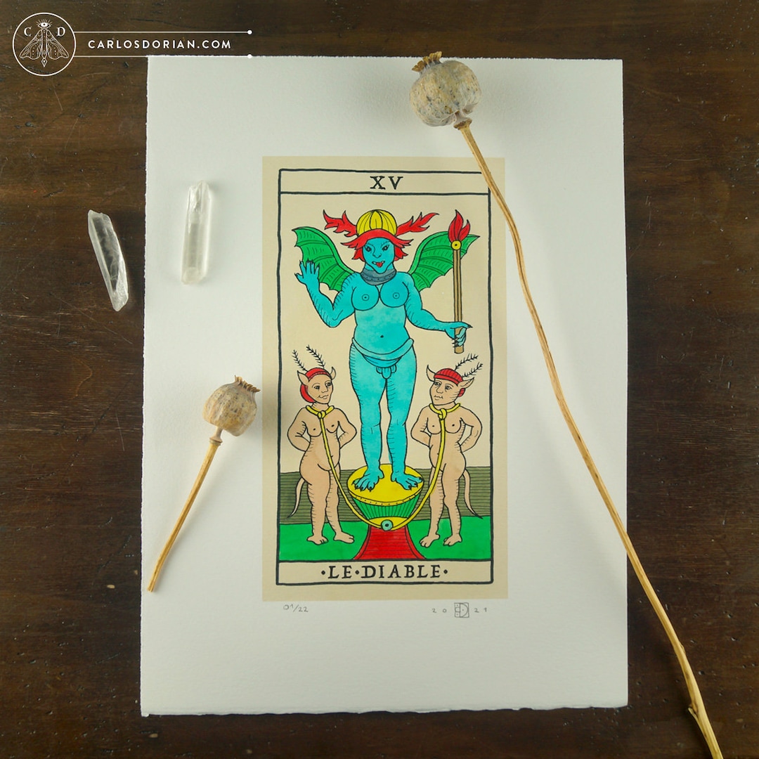 LE DIABLE the Devil. Tarot De Marseille Major Arcana Etsy