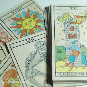 Carta de tarot individual. Edición limitada, baraja tradicional de tarot de Marsella dibujada a mano