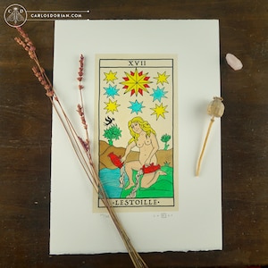 LESTOILLE, L’étoile. Tarot de Marseille Arcanes Majeurs Aquarelles Edition Limitée