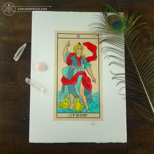 JUNON, Junon. Tarot de Marseille Arcanes Majeurs Aquarelles Edition Limitée