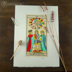L’AMOREUX, Les Amants. Tarot de Marseille Arcanes Majeurs Aquarelles Edition Limitée