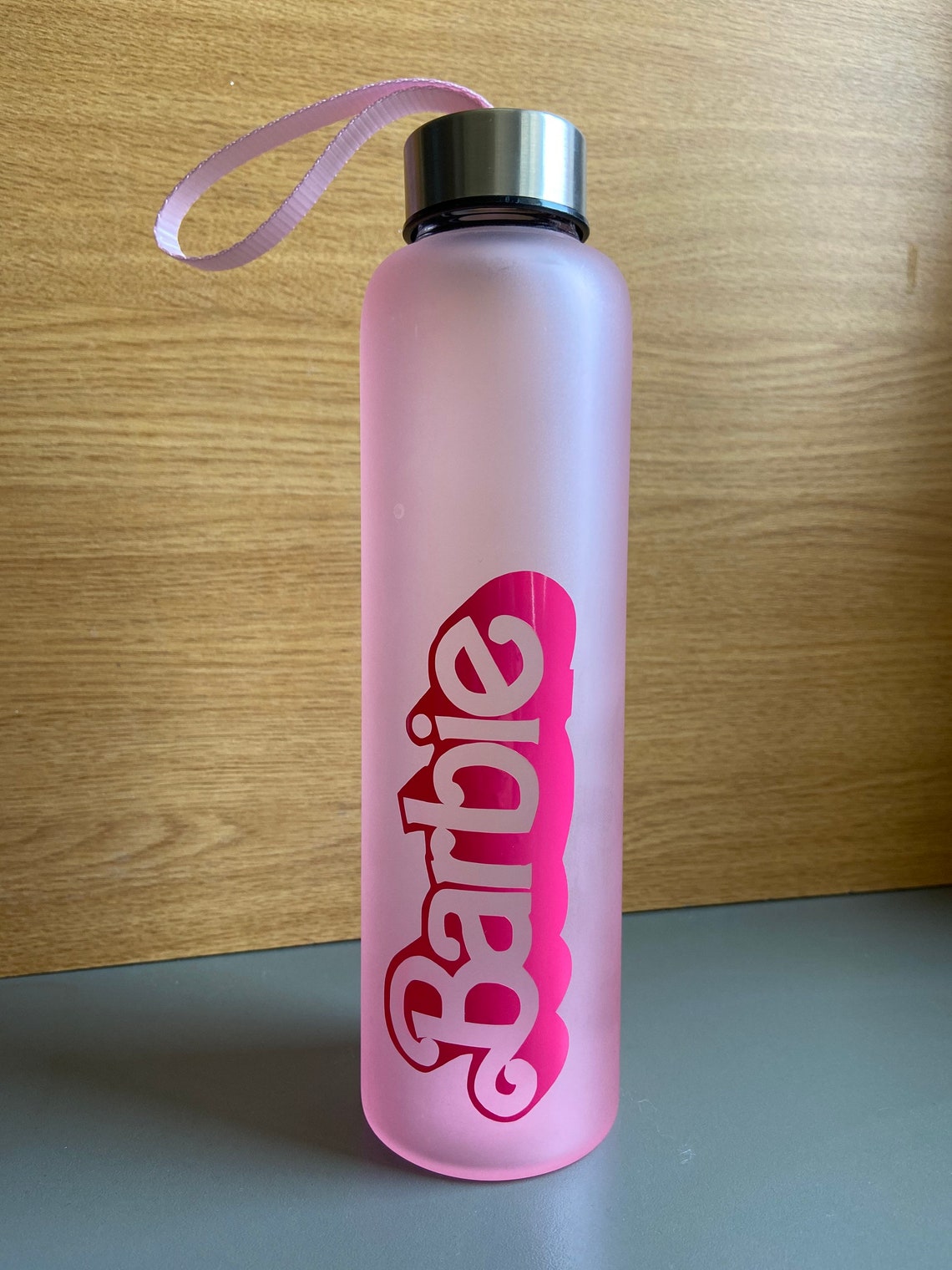 Barbie 500ml pink glass water bottle Etsy