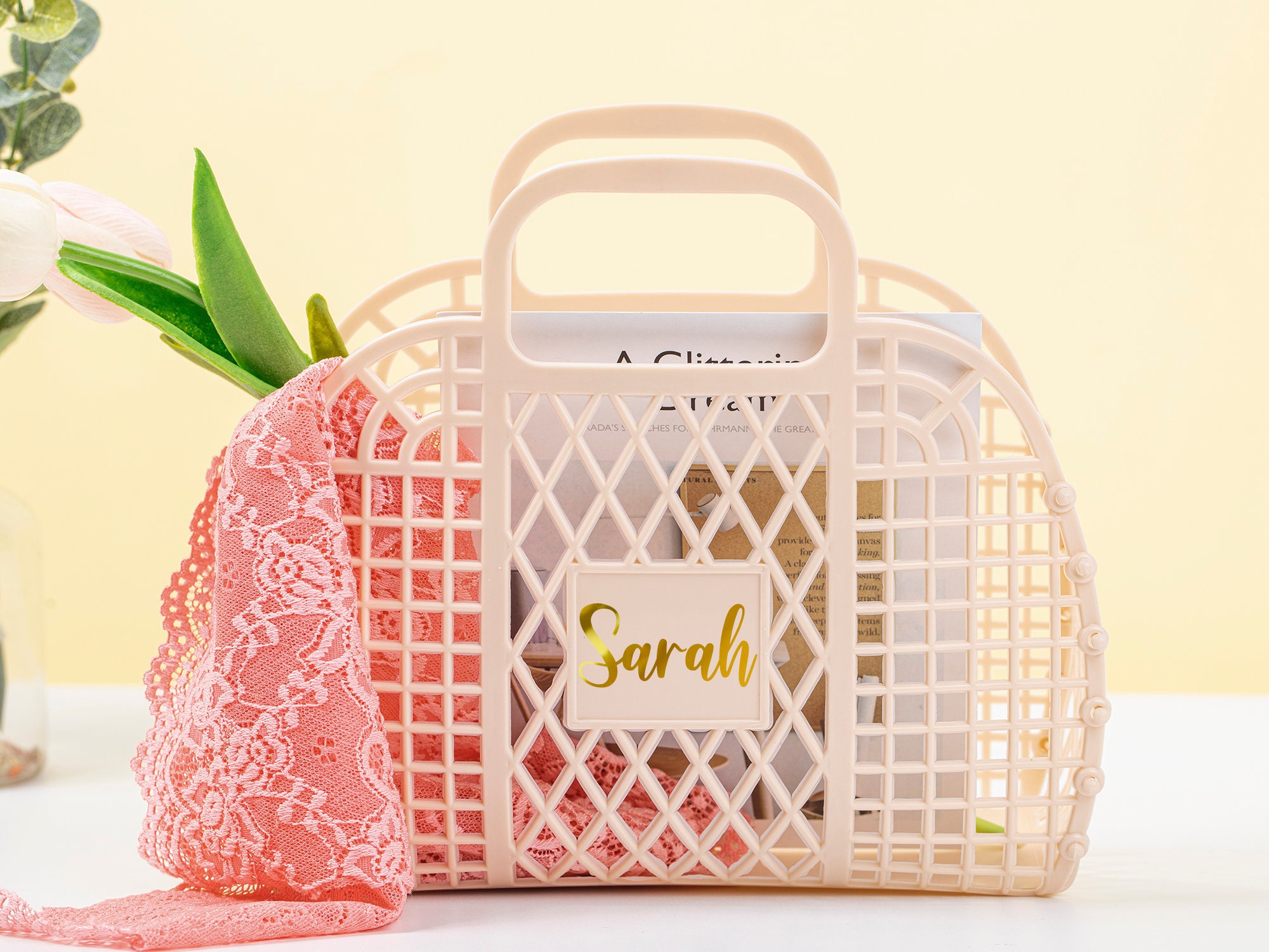 Personalized Retro Jelly Bag Summer Tote Beach Bag Etsy