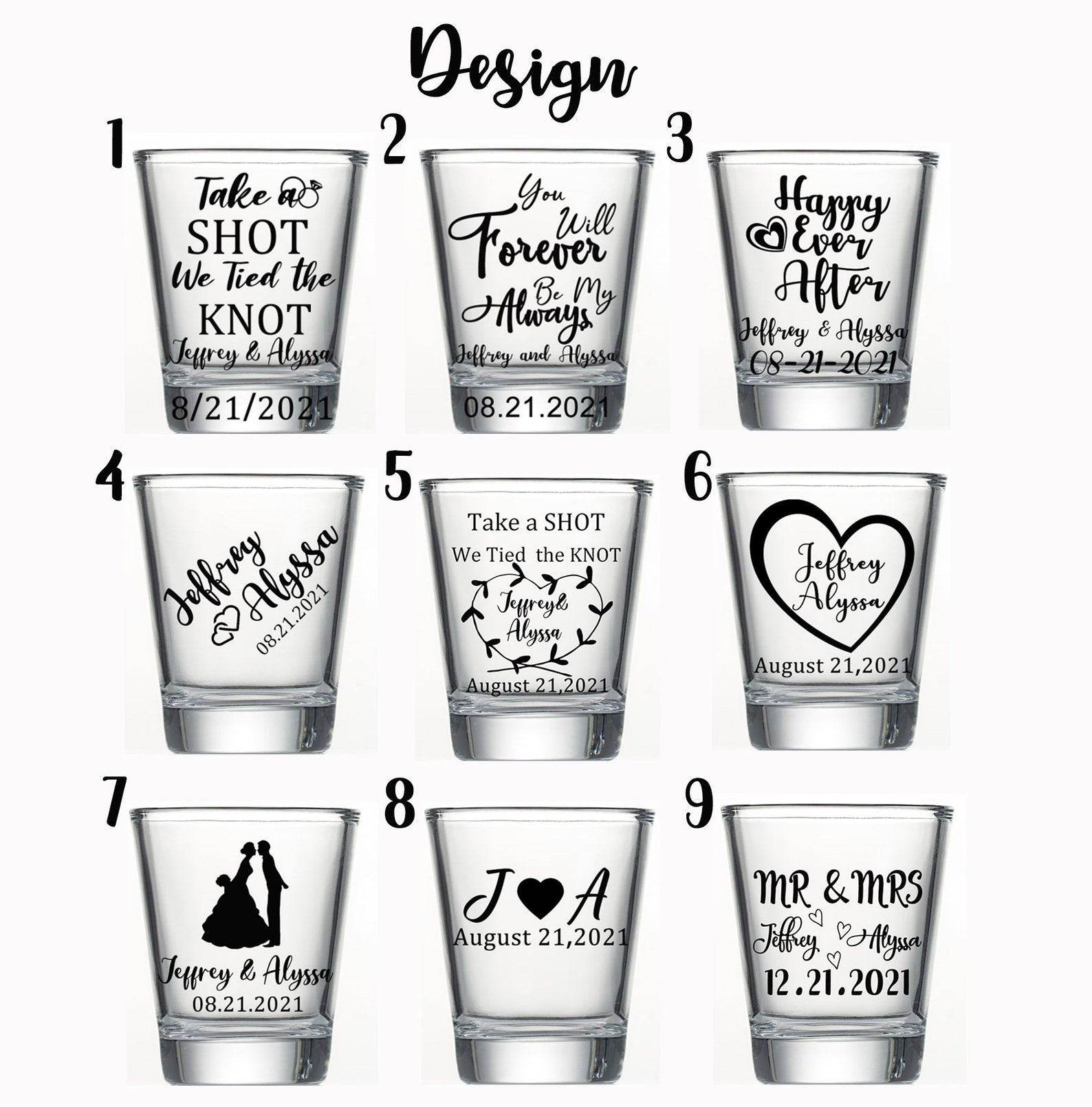 Set Of 2 Wedding Shot Glasses Personalized Shot Glasses Custom Etsy