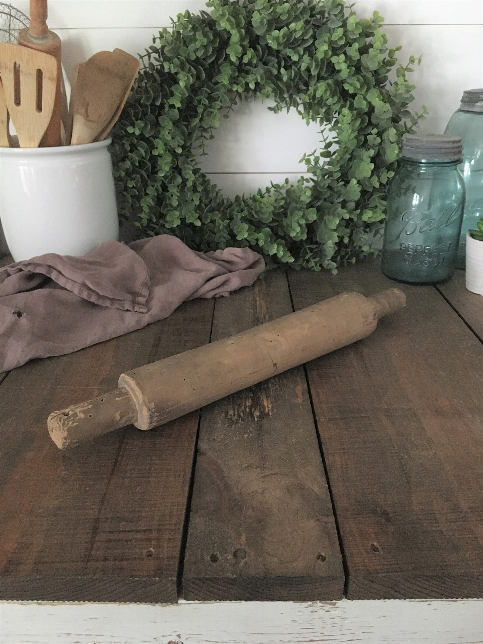 VINTAGE ROLLING PIN / utensilios de cocina de madera de granja | Etsy