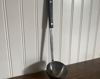 Vintage Stainless Steel Ladle with wooden handle | name brand: Flint | Kitchen Accessory | Kitchen Utensil | see photos for details