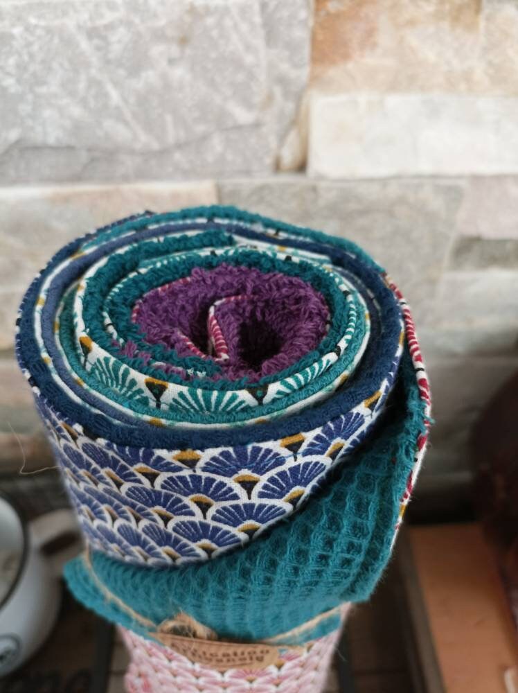 Rouleau Essui Tout , Tissu Imprimé Éventail Multicolore Lavable
