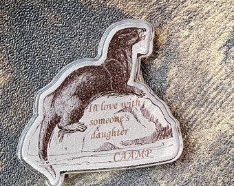 Cute Otter in love Acrylic Pin badge. CAAMP lyrics Lavender days album.