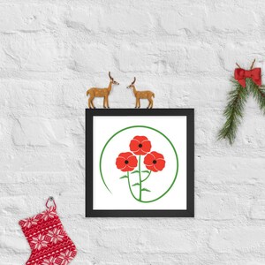 Mohnblume Kunstdruck-Erinnerungsgeschenk-Patriotisches Geschenk- Erweitertes mattes Papier gerahmtes Poster