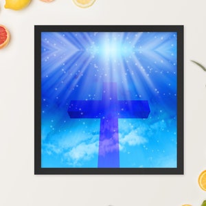 The Cross And The Light Art-Christian Wall Art-Christian Decor- Christian Gift- Framed poster