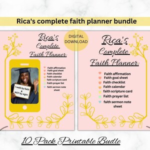 Planejador de fé, planejador cristão, planejador personalizado, diário cristão personalizado, lista de verificação de Rica, cartão de escrituras, cartão de oração