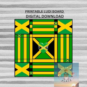 Jamaican Ludi board, Ludo board, Game board, Family game, Dice game, Board game, Jamaican flag Ludi, board Printable down load game