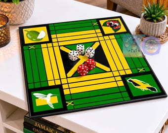 Ludi Brett, Spielbrett, Ludo Spiel, Jamaika Spiel, Würfelspiel, Pflanzen Ludi Brett, Druckbares Spiel, Familienspiel, Schönes Spielbrett