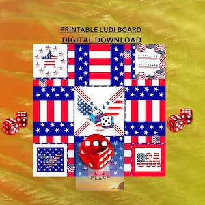 Ludi board, US flag Ludo board, Jamaican Ludi board, Game board, Family game, Digital game, Dice game, Large ludi board: 24inx24in