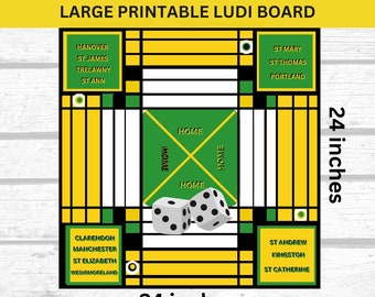 Jamaica Ludi board, Jamaica Ludo board, Ludo board, Digital Game board, Printable Game board, Checker board, Dice Game, Ludi board Jamaica