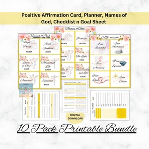 Cartão de afirmação cristã, planejador cristão diário, cartão com imagem de Jesus, nomes de Deus para impressão, cartão com nomes de Deus, diário de oração