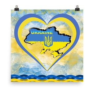 Ukraine Art- Stand With Ukraine Art-I Love Ukraine Print-Karte der Ukraine- ungerahmtes Poster