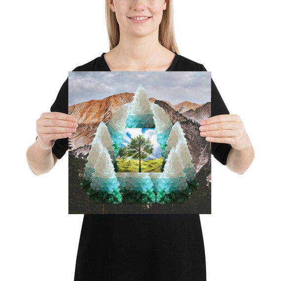 Sea Glass Art-tree of Life Art-mountain Rock Painting-sea Glass