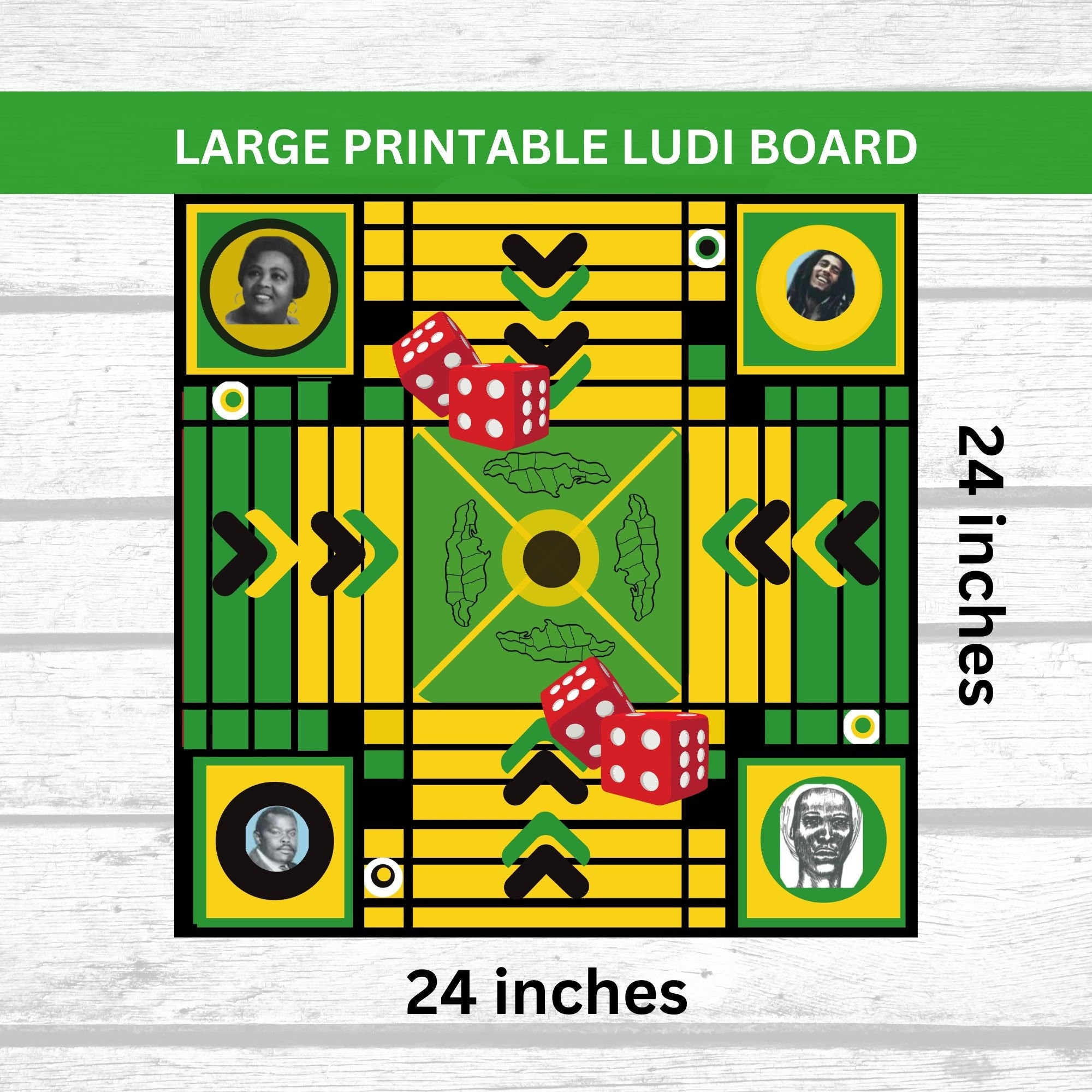 Ludi Board, Jamaica Ludo, Board Ludi Game, Dice Board, Family boad game  Digital Ludi Board, Printable Game Board, Bob Marley Lodi game,