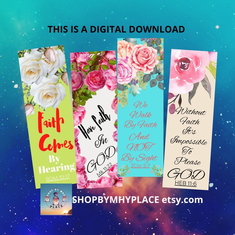 Faith Bookmark Printable Bookmark for Her Floral Bookmark - Etsy