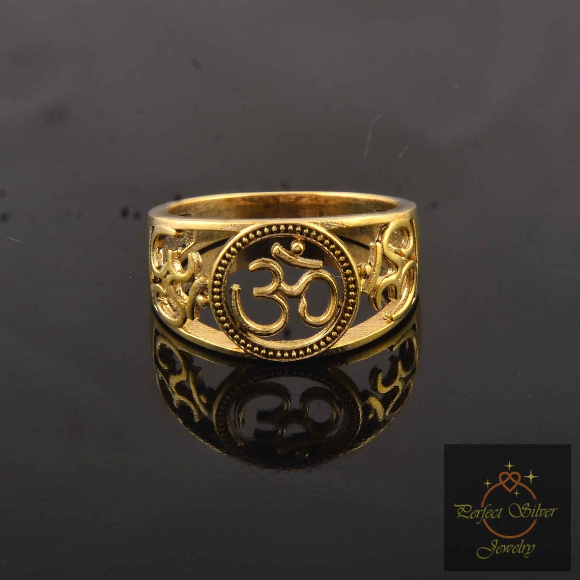 Om Ring Brass Ring Ohm Ring Designer Brass Ring Vintage Etsy