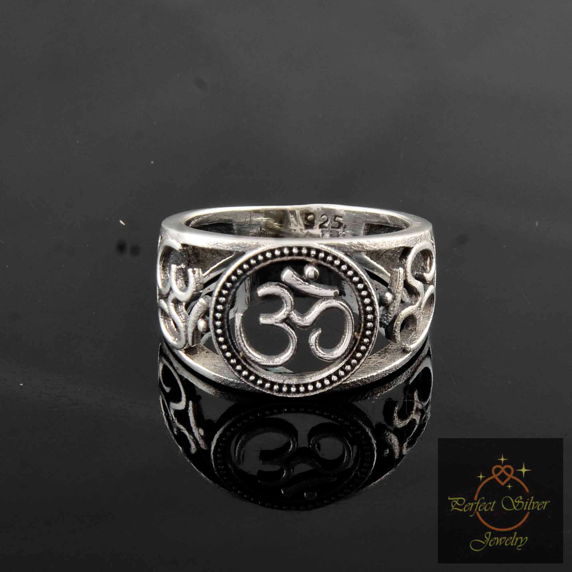 925 Sterling Silver OM Ring Yoga Ring Boho Ring Spirit Etsy