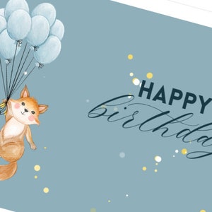 Cat with Balloons Printable Birthday Card | Birthday Card Digital Printable | Digital Birthday Cards | Printable Happy Birthday Cards