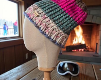 Handmade Chunky Knit Hat with optional PomPom