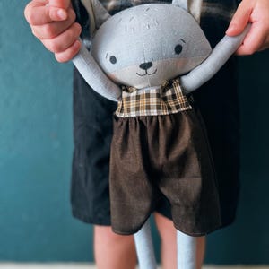 Rowan the Wolf – Handmade 15” Plush Doll | Woodland Boho Stuffed Animal Toy