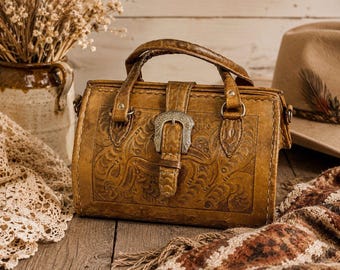 Torba lekarska Force Ten Classic z wytłaczanej skóry w stylu western z lat 80. XX wieku