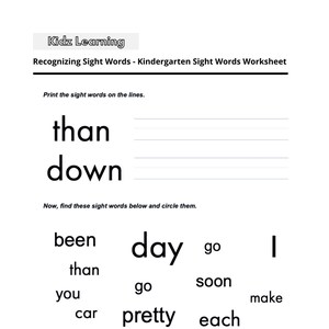 18 Printable Sight Word Worksheet
