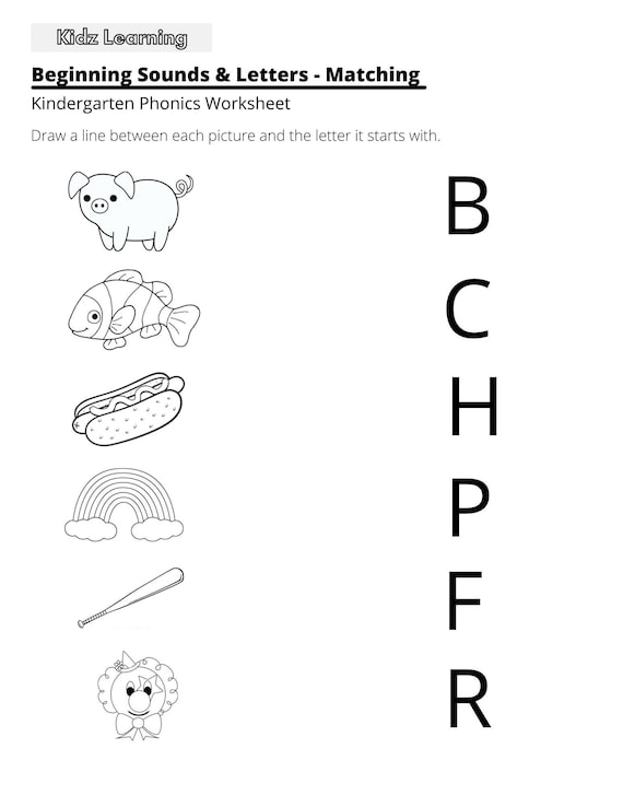 15 Printable Beginning Sounds Worksheets. Preschool-1st Grade - Etsy